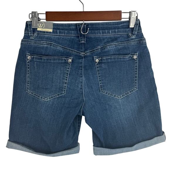 WIT & WISDOM AB SOLUTION CUFFED DENIM SHORTS IN BLUE NWT WOMEN'S SIZE 2 - Picture 7 of 15